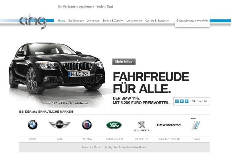 Auf der Gruppenseite finden sich Informationen zu allen AHG-Standorten. (Richter)