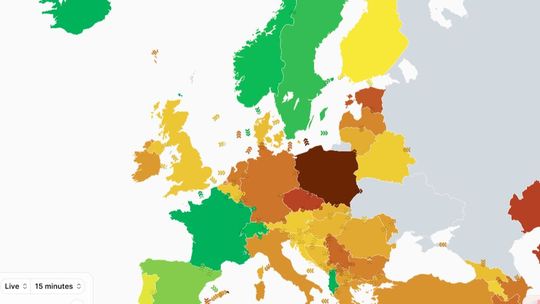  CO2-Emissionen pro kWh Stromerzeugung, eine neue Momentaufnahme gibt es alle 15 Minuten. (Bild:  Electricity Maps)