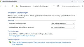 Bereinigung und Verwaltung des Dateiversionsverlaufs über GUI und Kommandozeile (Bild: Thomas Joos)