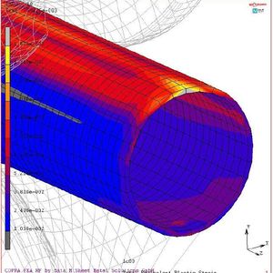 Bild 2: Remesh eines simulierten Rohrs: Elemente-Verfeinerung in einer Richtung an bestimmten Stellen im Querschnitt. Bild: Data M