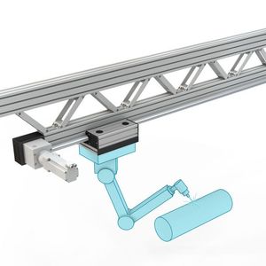 Bei der Kombination von Lineartechnik und Robotik kann der Roboter an einer einachsigen Lineareinheit montiert werden und bewegt sich entlang dieser Achse, um seine Arbeitsschritte durchzuführen.