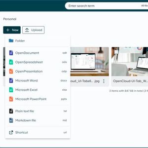 Die Erstellung neuer Dokumente in OpenCloud.(Bild:  OpenCloud)