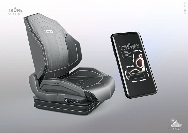 Das niederländische Start-up Trone Seating stellt mit seinem Gabelstaplersitz „TRONE“ einen ergonomischen Memorysitz zur Wahl, der von jedem Fahrer automatisch mit bis zu fünf Motoren an die persönliche Sitzposition angepasst wird. (Trone Seating)