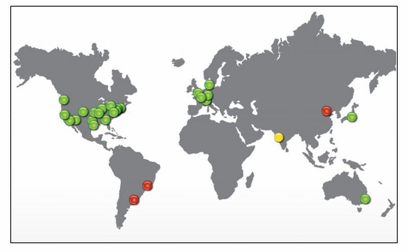 Das Compuware Gomez Performance Network (GPN) testet Transaktionen der unterschiedlichen Ziel-Applikationen und misst die Antwortzeiten und Verfügbarkeit von zahlreichen Orten weltweit. (Archiv: Vogel Business Media)