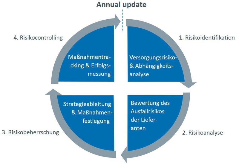 Der Prozess im Risikomanagement kann in vier Schritte unterteilt werden. (Bild: Deutsche Business Consulting)