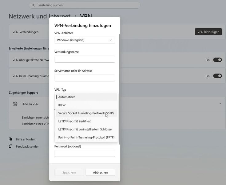 Schon mit Windows 10 hat Microsoft einen VPN-Client in das Betriebssystem integriert, der auch unter Windows 11 zu finden ist. (Bild: Bär/Schlede - Microsoft)