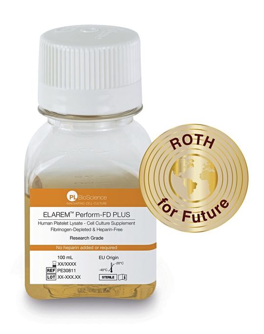 Humanes Blutplättchenlysat (HPL) des Herstellers PL Bioscience, in Deutschland vertrieben durch Carl Roth(Bild:  PL Bioscience)