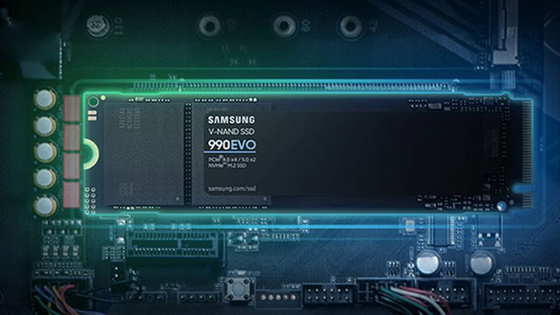 Samsungs NVMe-SSD EVO 990 legt die Latte in Sachen Leistung und Effizienz erneut ein Stück höher.(Bild:  Samsung)