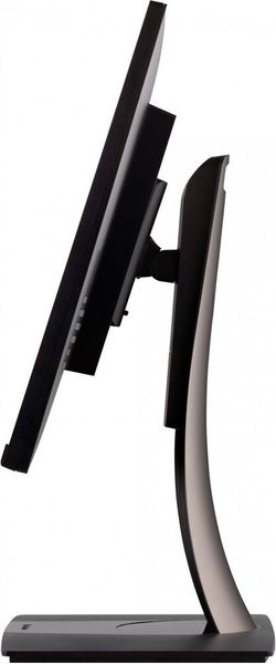 Der Standfuß erlaubt eine Höhenverstellung um 130 mm. Zu den Anschlüssen gehört USB-C mit 60 Watt Stromversorgung für angeschlossene Rechner. (Viewsonic)