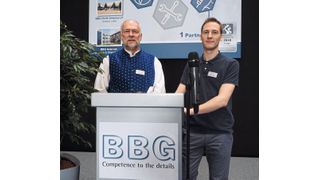 BBG-Inhaber und -Geschäftsführer Hans Brandner und sein Sohn Sebastian Barton begrüßten die Gäste am 17. Mai 2019 zum 4. Innovationstag in Mindelheim. Zusammen mit seinen Partnern bot BBG außerdem ein umfangreiches Vortragsprogramm: unter anderem mit Präsentationen und Ausstellungen von BASF, der Fraunhofer-Experten für Gießerei-, Composite- und Verarbeitungstechnik IGCV, Hennecke, Lufttechnik Bejbl und Stäubli. (BBG)