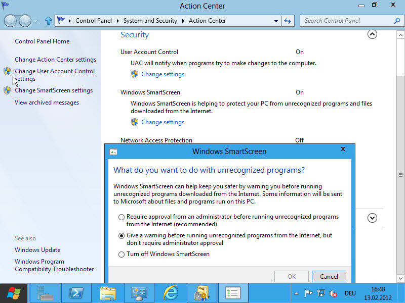 Abbildung 2 - Windows Smartscreen schützt Server und Client vor gefährlichen Programmen. (Archiv: Vogel Business Media)