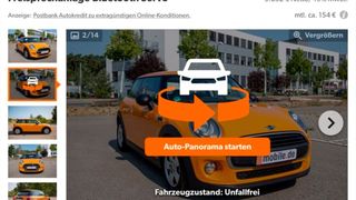 Fahrzeuge rundum von außen und innen betrachten: Mobile.de gibt Händlern jetzt die Möglichkeit, dass Kaufinteressenten sich auch auf diese Weise ein Bild von angebotenen Fahrzeugen machen lassen können. (Bild: Mobile.de/VCG)
