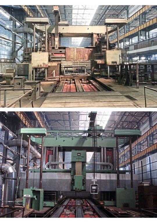 The largest and most powerful portal machining center from Waldrich Coburg, used for milling, for example, in power plant or turbine construction, before and after a retrofit.(Image: Waldrich Coburg)