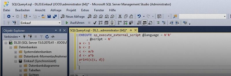 Moderne Versionen des Microsoft SQL Server erlauben es, R-Skripte direkt über die Datenbank laufen zu lassen.(Bild:  Joos / Microsoft)