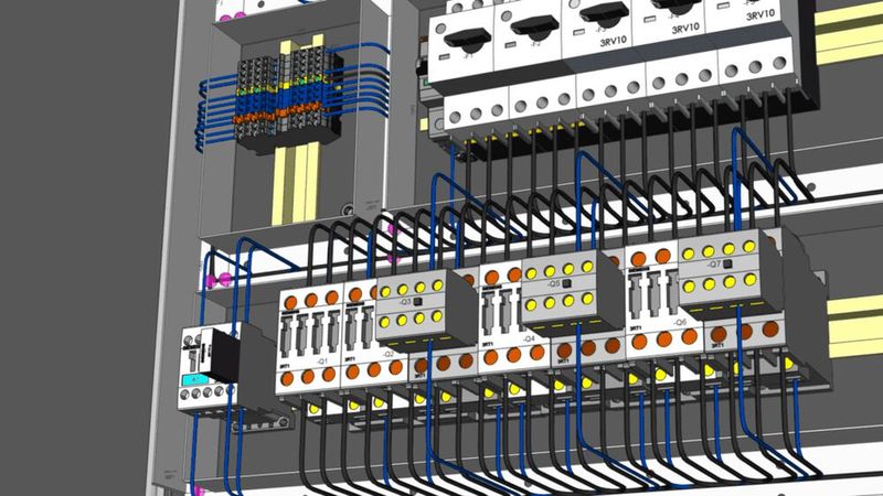 Stromschienen können im neuen Release von E3.series mit einem eigenen Komponententyp in der Bibliothek und neuen Funktionen im Schaltplan und Schaltschrankaufbau effizient bearbeitet werden. (Bild: Zuken)