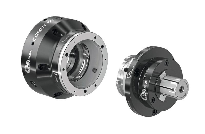 Das universelle Hybrid-Spannzangenfutter Comot von SMW ist mit einer großen Auswahl an vulkanisierten Standard-Spannköpfen flexibel einsetzbar. (Bild: SMW-Autoblok)