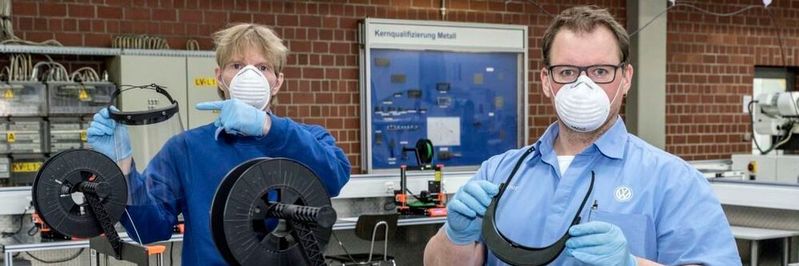 Volkswagen Group brands have started to produce face shield components by using 3D printing Volkswagen Group brands have started to produce face shield components by using 3D printing