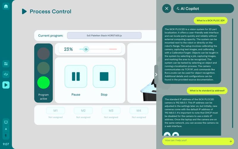 Der Nutzer kann nun im Chat-Format mit dem AI Copilot interagieren. (Bild: fruitcore robotics)