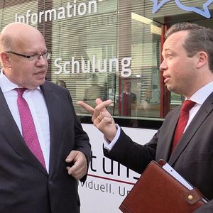 Moritz von Soden traf Bundesminister Altmaier zum Gespräch im Mittelstand 4.0-Kompetenzzentrum zum Thema Digitalisierung.