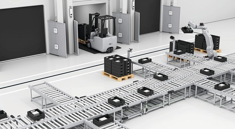 Überwachung des Materialflusses mittels RFID-UHF-Technologie. (Bild: Balluff)