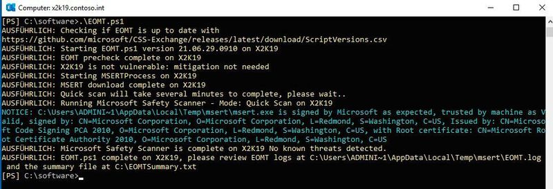 Mit dem Exchange On-Premises Mitigation Tool lassen sich Sicherheitslücken in Exchange finden. (Joos / Microsoft)