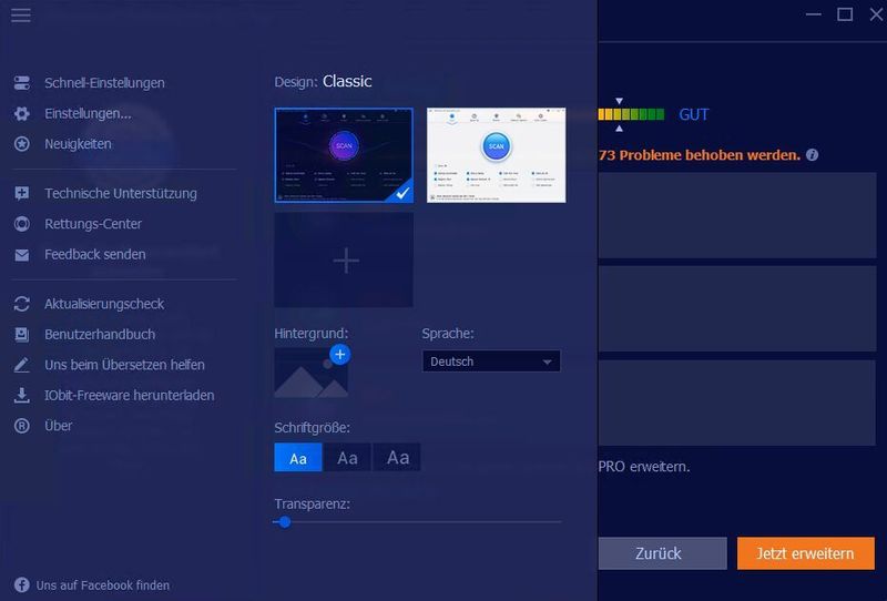 Einstellungen von Advanced SystemCare Free anpassen. (Joos/Advanced SystemCare Free (Screenshot))