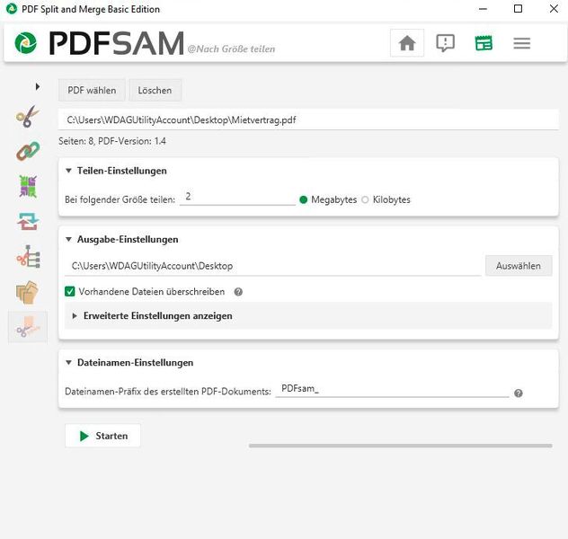 PDFs mit PDFsam verkleinern. (Joos/PDFsam (Screenshot))