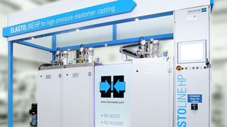 Bisher war eine Elastomerverarbeitung mit Hochdruck-Dosiermaschinen nicht möglich. Hennecke bringt mit der Elastoline HP ein System an den Start, das diesen Mangel jetzt beseitigt. (Hennecke)