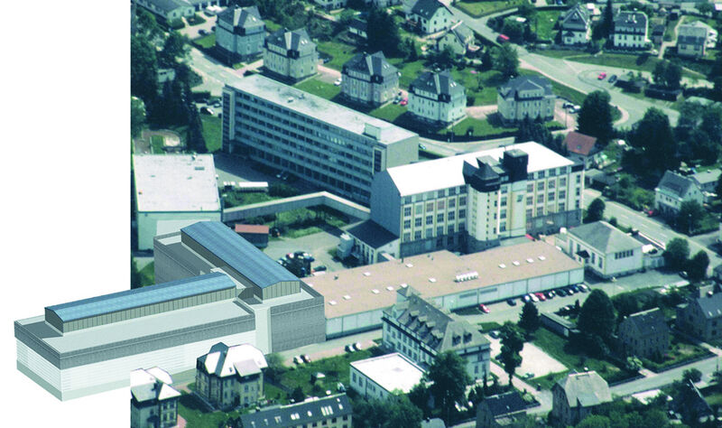 3D-Modell des erweiterten Werkes von KSG. Der Neubau mit 8000 qm Nutzfläche soll im Herbst 2007 bezugsfertig sein. (Archiv: Vogel Business Media)