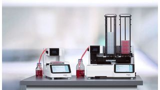 Der Welljet-Reagenziendispenser minimiert den Scherstress für eine höhere Zellviabilität, und der Plattenstapler ermöglicht eine automatische Plattenbefüllung für einen höheren Durchsatz und eine bessere Reproduzierbarkeit.          (Bild: Integra Biosciences)