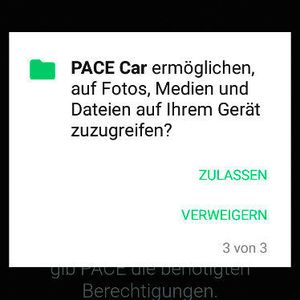 Der Datenhunger von Pace ist groß, neben den obigen Berechtigungen möchte die App auch noch Zugriff auf die Kameras haben.