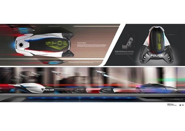 Der E-Patrol von BMW: hat drei Drohnen an Bord (Bild: BMW Group DesignworksUSA)