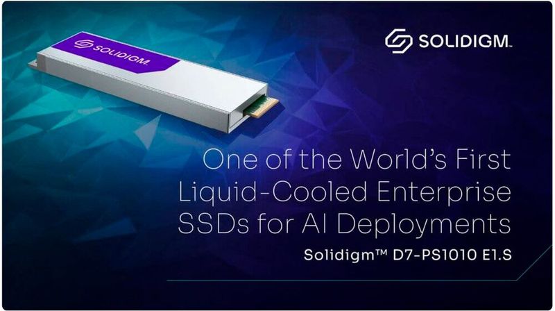 Eine einzelne D7-PS1010-Enterprise-SSD von Solidigm in der Seitenansicht. (Bild: Solidigm)