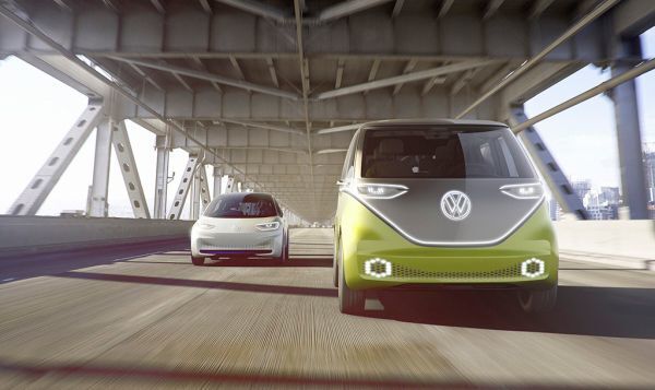Die in Detroit vorgestellte Version des I.D. BUZZ ist in circa 5 Sekunden 100 km/h schnell (Volkswagen)