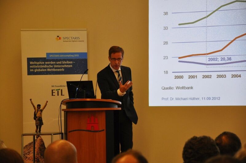 Prof. Dr. Michael Hüther vom Institut der Deutschen Wirtschaft Köln legte die aktuellen Zahlen dar. (Bild: Spectaris)
