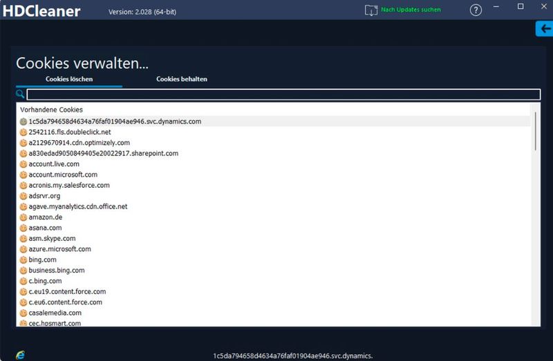 Verwalten der Cookies in Windows mit HDCleaner. (Bild: Joos (Screenshot))