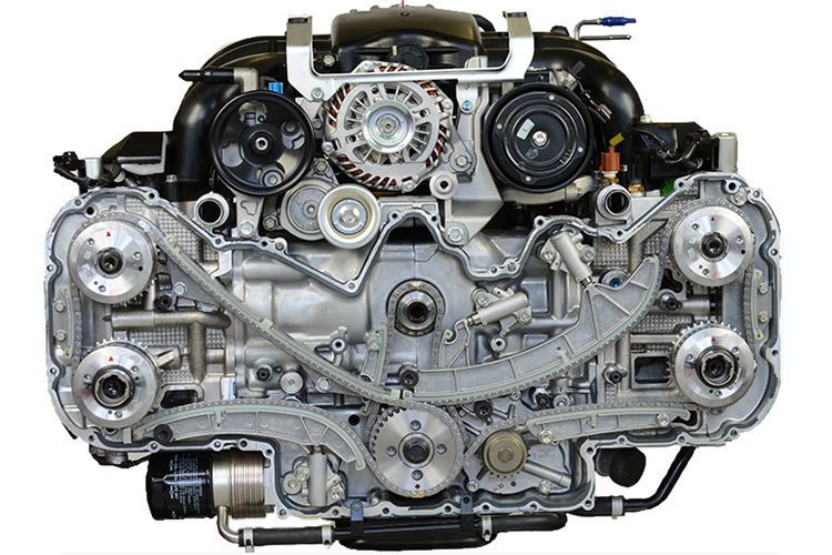 Von den insgesamt drei kraftstrotzenden Sechszylinder-Boxertypen von Subaru überlebte keiner. Der EG33 mit 3,3 Liter Hubraum und 169 kW/230 PS gehörte zur Motorisierung des Sportcoupé SVX von 1991 bis 1997. Das SUV Tribeca und den Outback – in Deutschland als Mittelklassekombi mit erhöhter Bodenfreiheit in Offroadoptik – pushte von 2001 bis 2009 der EZ30 mit 3,0 Liter Hubraum und maximal 180 kW/245 PS. Der EZ36 (Bild) war der letzte der Sechszylinder-Saugmotoren. Mit 3,6 Liter Hubraum leistete er 191 kW/260 PS, die den Outback von 2008 bis 2012 befeuerten. (Subaru)
