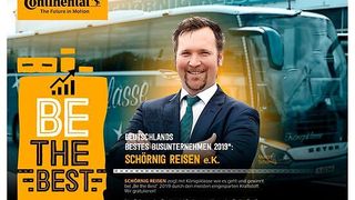 Der Spritspar-Champion Schörning Reisen aus Hannover kann sich unter anderem über eine lokale Plakataktion von Continental freuen. (Continental)