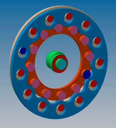 Bauform B1: Zykloiden-Exzentergetriebe i=11:1 links; Bauform B2: Zykloiden
Außenexzentergetriebe rechts; i=12:1; (Maul Konstruktionen GmbH)
