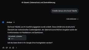 Die Gemini-App erstellt jetzt ohne App-Wechsel direkt aus dem Prompt fertige Dateien in Word, Excel, PDF und Google-Workspace-Formaten. (Bild: Joos - Google)