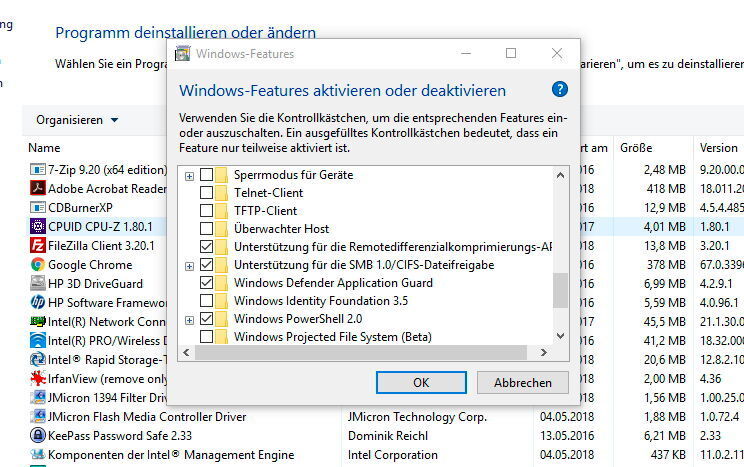 Die Installation von Windows Defender Application Guard (WDAG) erfolgt in den optionalen Features oder über die PowerShell. (Th. Joos)