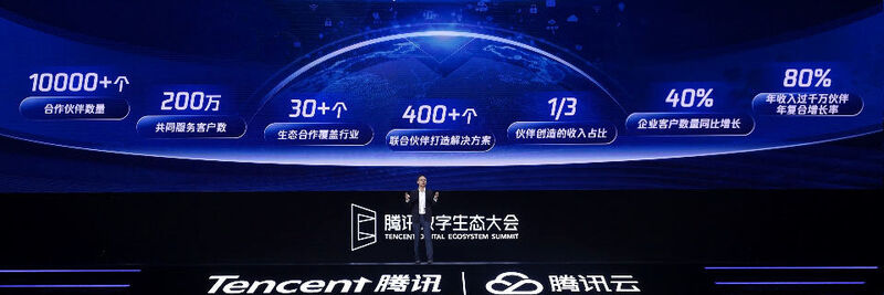 Dowson Tong, Senior Executive Vice President of Tencent and President of CSIG, eröffnete das Tencent Global Digital Ecosystem Summit in Shenzhen, China.