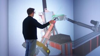 Bild 1: Visualisierung von Konstruktionsdaten in einer 5-Seiten CAVE am IWP. (Archiv: Vogel Business Media)