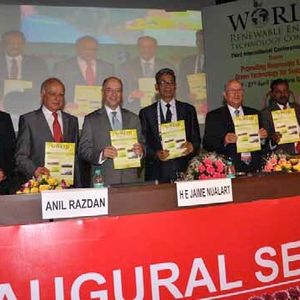 (LtoR): A. N. Saksena, Anil Razdan, Patrick Hofer-Noser along with other renewable energy experts during the event