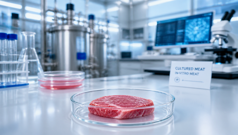 La carne cultivada en placa de Petri podría reducir algún día la necesidad de la ganadería intensiva (imagen ilustrativa).(Bild:  KI-generiert)