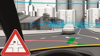 Linksabbiegeassistent auf Basis der Fahrzeug-zu-X Kommunikation (V2X). (Foto: Continental)
