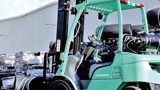 Innovativ in der Krise: Viele Stapler-Hersteller haben in der verkaufsschwachen Zeit in den Entwicklungsbereich investiert. Mit den verbrennungsmotorischen Staplern der neuen Baureihe Grendia ES will zum Beispiel Mitsubishi den Markt überraschen.Bild: Mitsubishi (Archiv: Vogel Business Media)