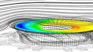 Auf Sieg programmierte Analyse eines Fußball-Weltmeisterschaftsstadions. (Bild: Ansys)