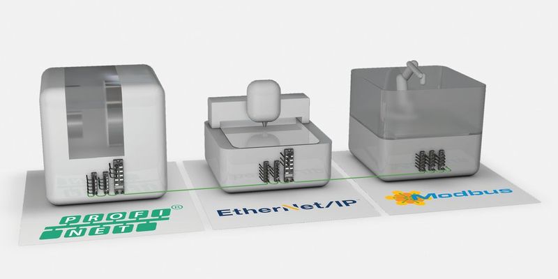 Das TBEN-L-Spanner-Modul in Schutzart IP67 verbindet modulare Produktionsketten mit unterschiedlichen Ethernet-Protokollen ohne Schaltschränke und aufwändige Verdrahtung. (Bild: Turck)