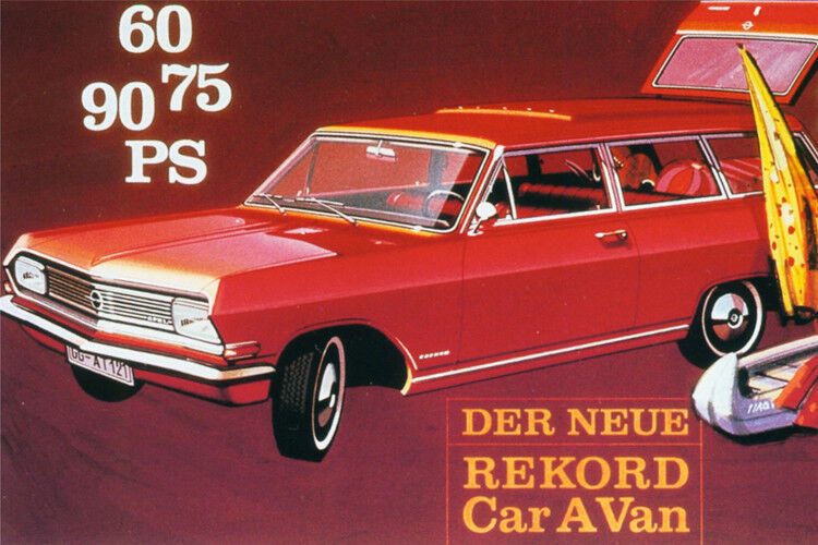 60, 75 und 90 PS: Die Werbung setzte den neuen Rekord „CarAVan“ ins rechte Bild. (Foto: Opel)